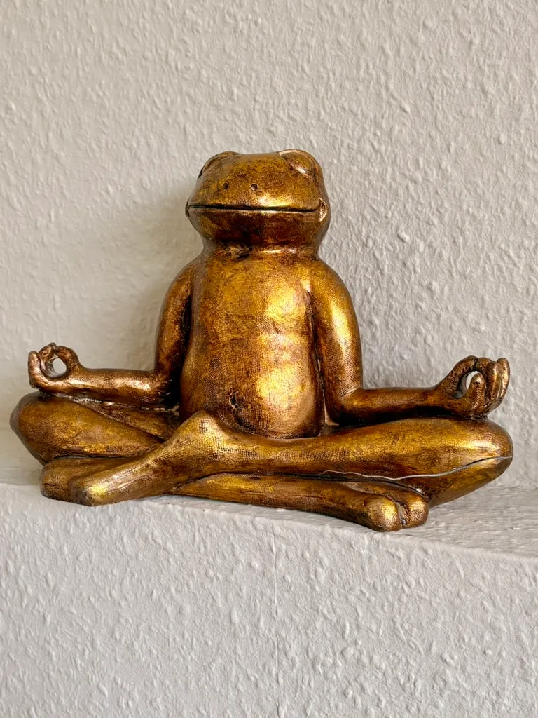 Meditierende Froschfigur als Detail in der Praxis